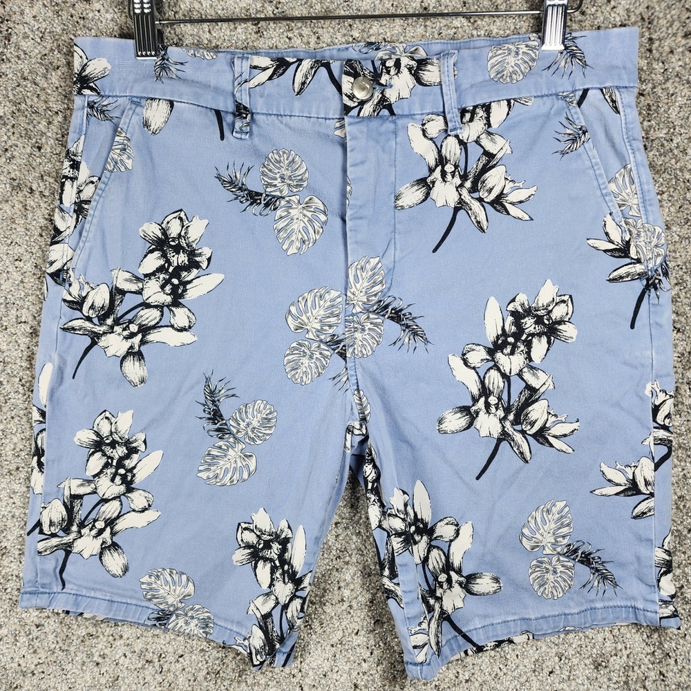 Joe's Jeans Floral Shorts Mens 33 Blue Tropical Monstera Print Excellent
